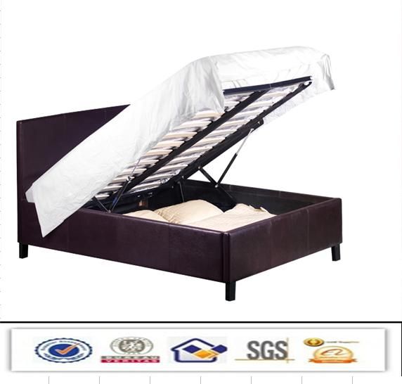 modern double faux leather storage bed