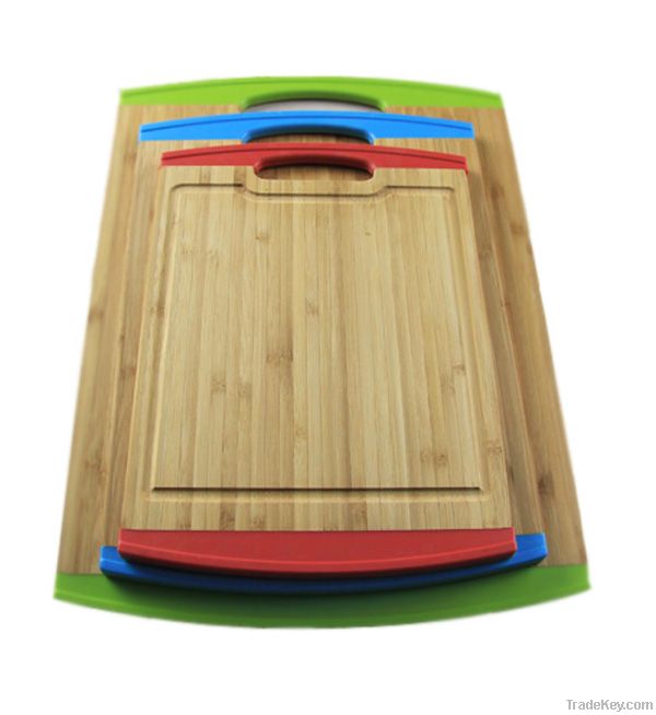 wholesale bamboo cutting boards with TPE colorful handle