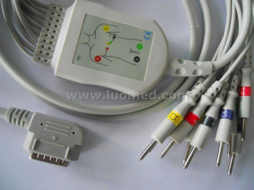 Kenz PC-109 compatible 10-lead EKG Cable Din 3.0