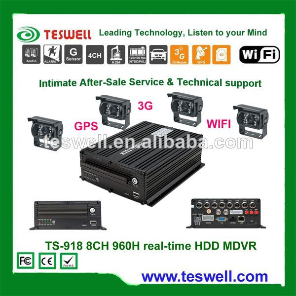 TS-918 8ch 960h real-time recording 3g wifi gprs gps mobile dvr,support 2TB hard drive