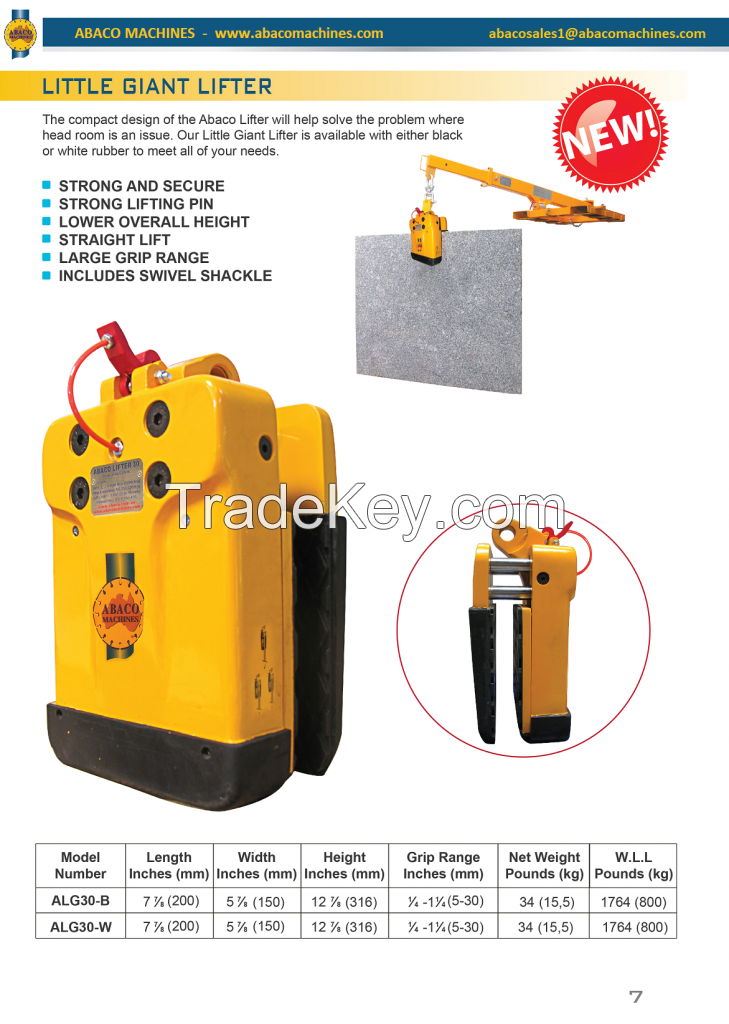 LITTLE GIANT LIFTER, stone granite slab lifters, lifting granite, stone handling equipment