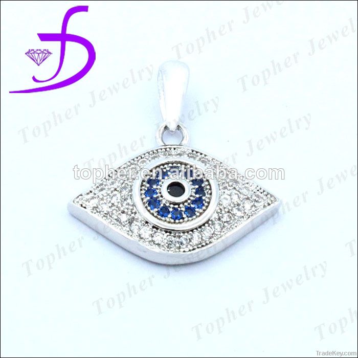 Stunning 925 Sterling Silver Micro Pave Setting Evil Eye Pendant