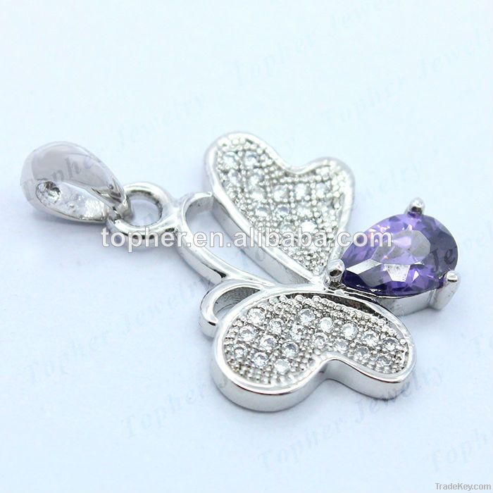 Wholesale 925 Silver Jewelry butterfly Pendant with Amethyst