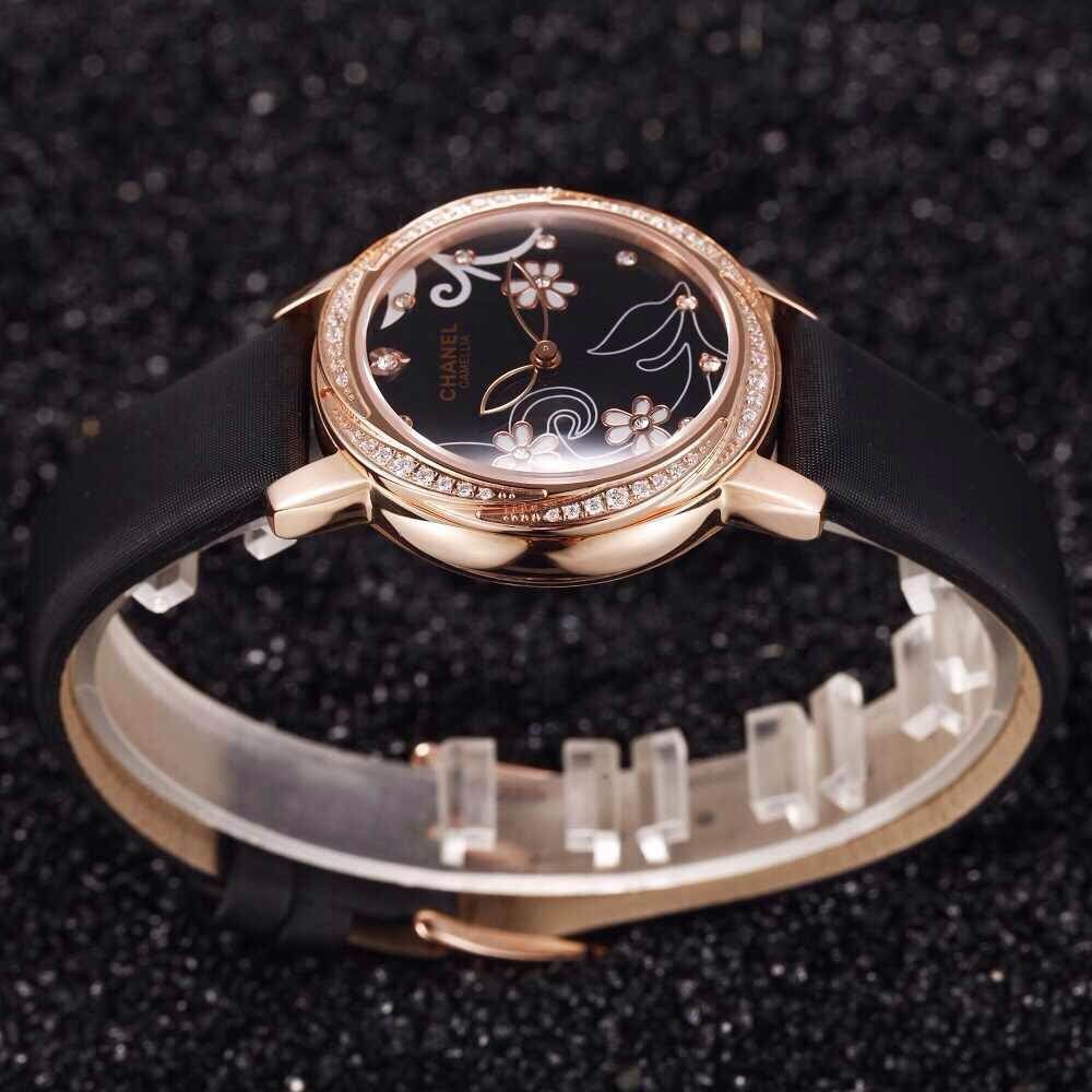 wholesale fashion flower lucky brand steel case watch,women quartz watch ,sapphire mirror leather band water resistant watch 