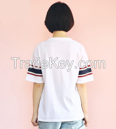 New womens full cotton T-shirt printed short sleeve fashion sportswear