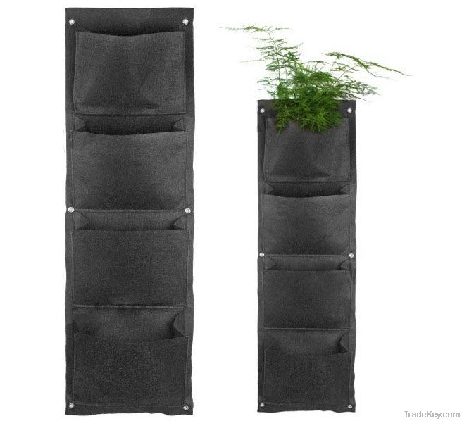 Vertical garden planter bag wall 4 pockets hanging bag