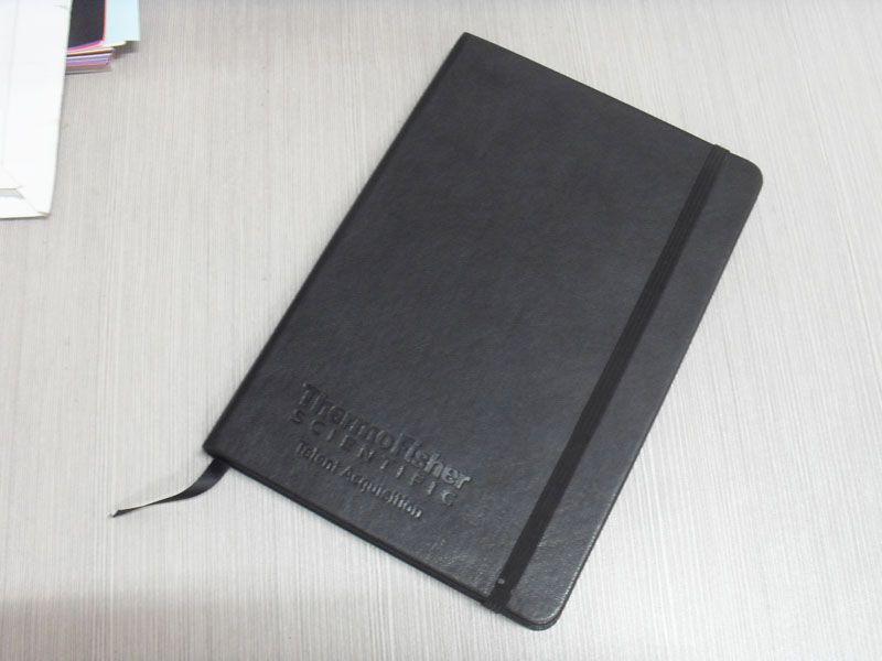 Custom leather feel PU cover notebook with elastic band and pocket