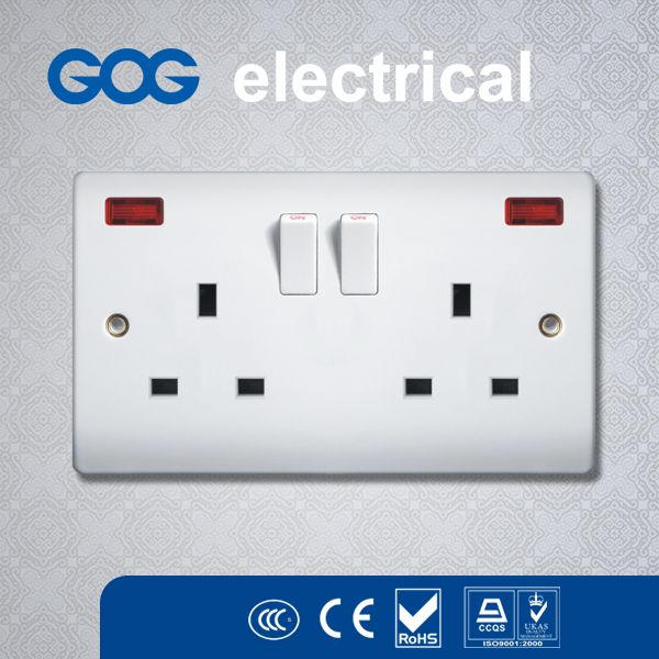 UK type double 13a bakelite switches and sockets