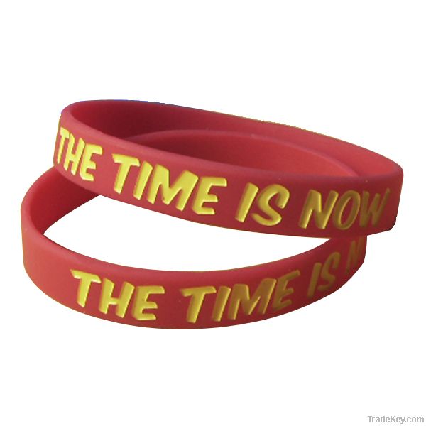 Debossed and color filled silicone wristbands