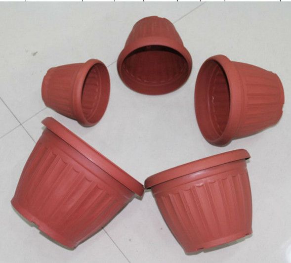 Round Plastic Flower Pots, Terracotta Plastic Plant Pots