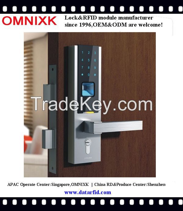 Fingerprint PIN lock, High quality RFID card hotel lock D-7030