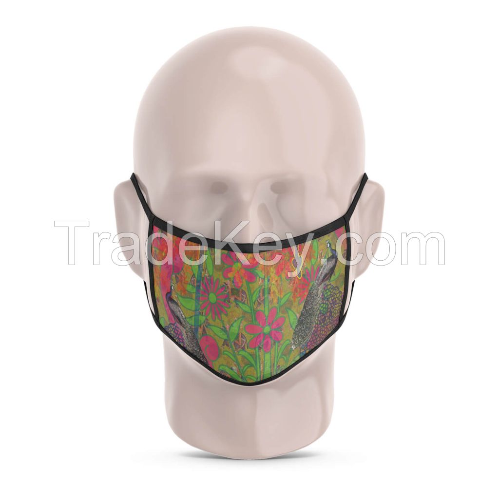 Peacock in Castle Reusable Printed Face Mask