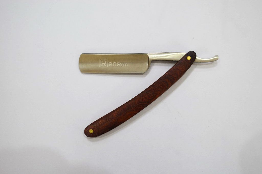 RenRen High Quality Stainless Steel  Straight Razor Barber Shaving Knife Rose Wood RR501