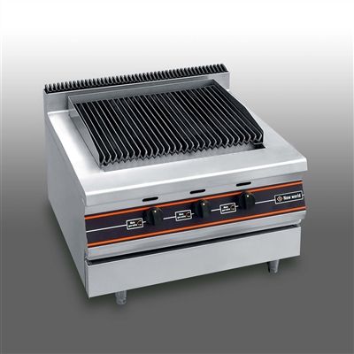 Countertop gas lava rock chargrill range