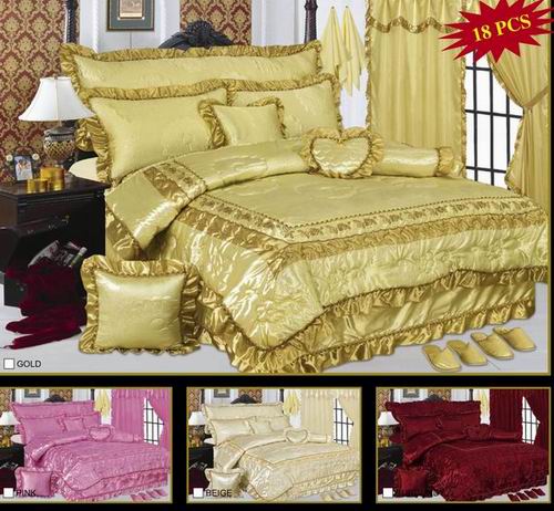 100% polyester satin bedspread set