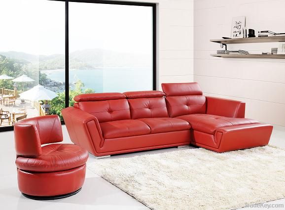 Modern living room leather sofa chair+2seater+chaise lounge $598