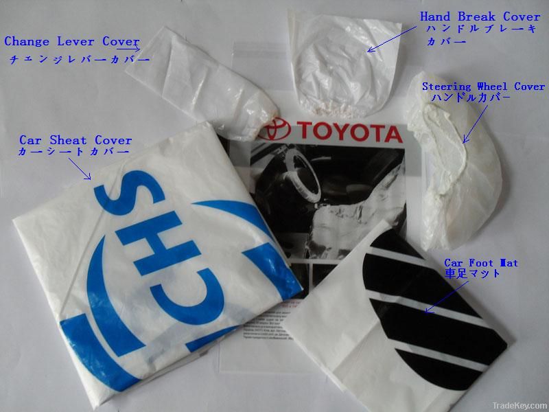 disposable plastic car use and car protection kits with 5 pcs