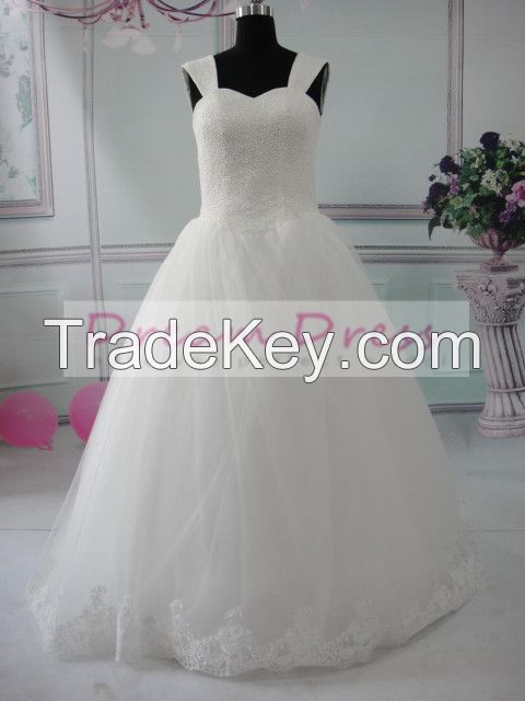 2014 New Custom Made White/ Ivory A-Line Wedding Dress