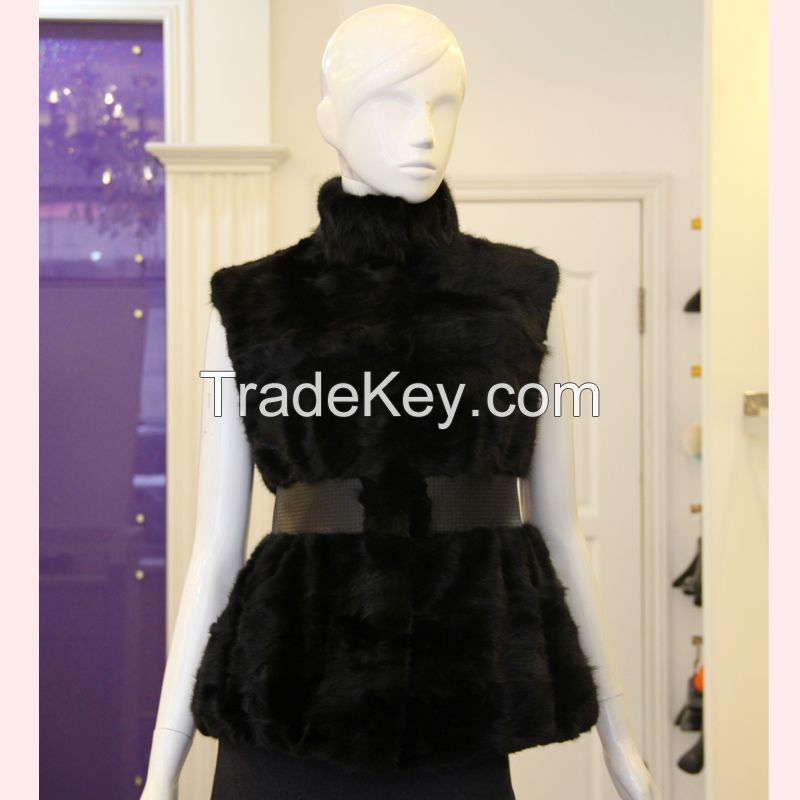 2015 new arrival mink fur black women's coat