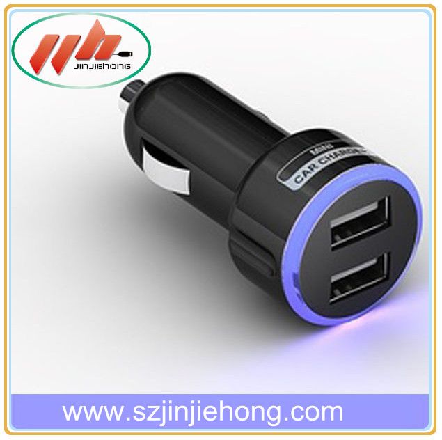 Customized dual USB 5V2A  car charger for mobile phone