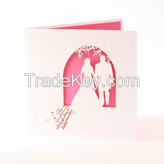 paper cut wedding card engagement card