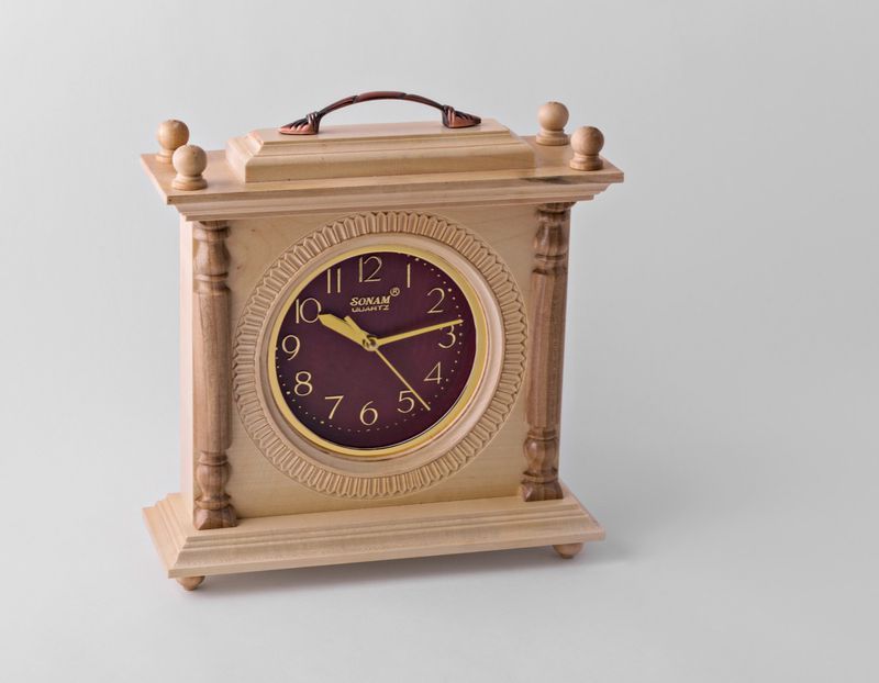Wooden desk pear clock.