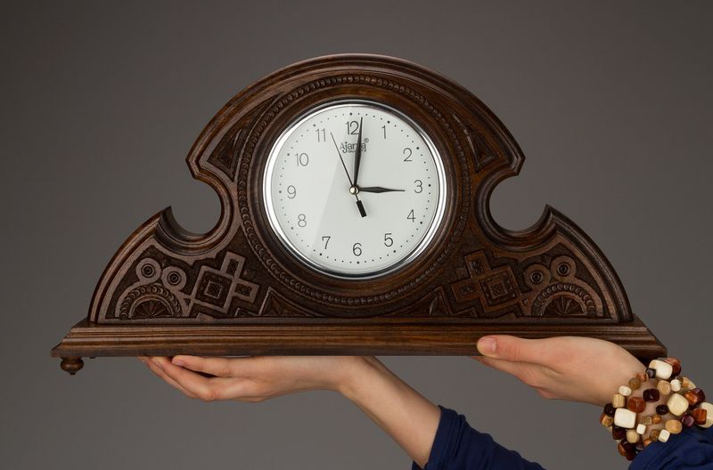 Desk clock made from walnut wood