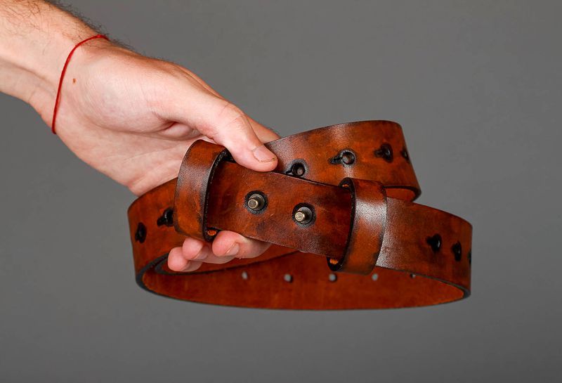 Brown leather belt