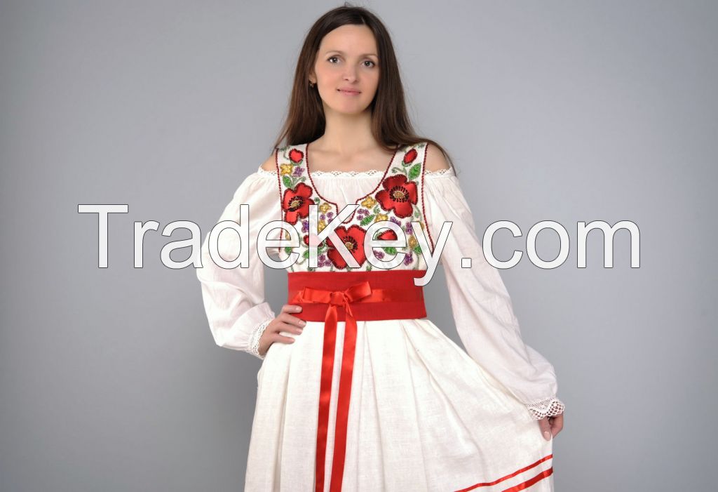 Linen clothing ensemble in ethnic style