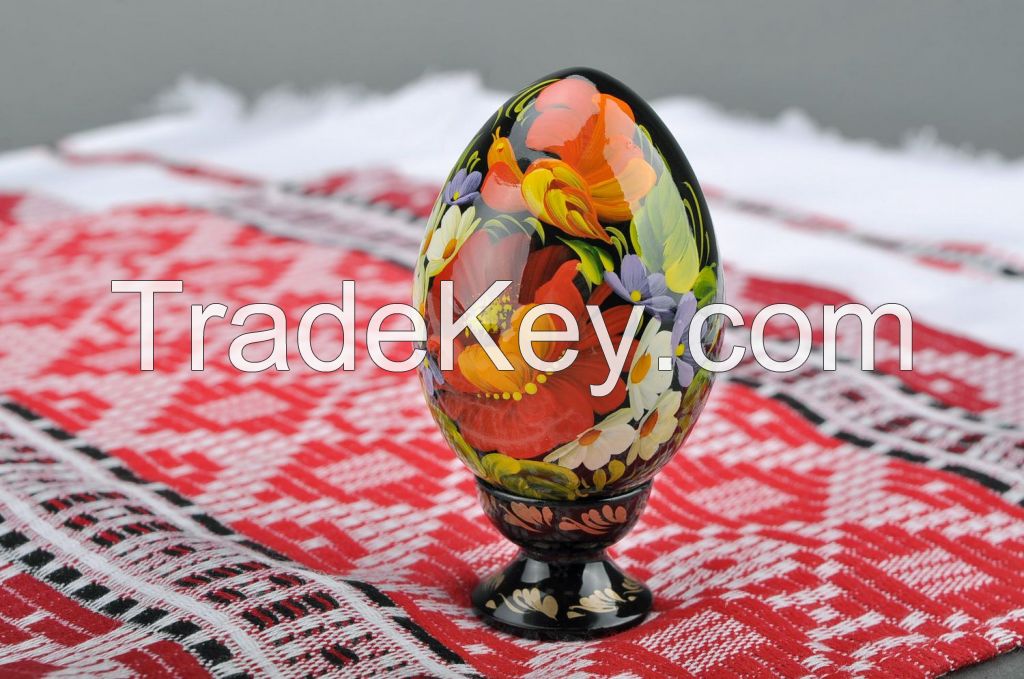 Decorative egg with a holder "Bird in flowers"