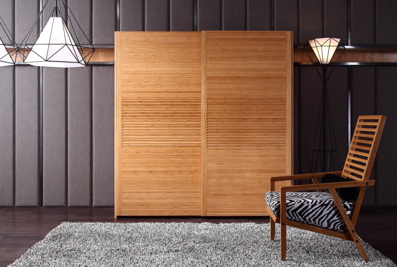 Perfect  moveable two door bamboo wardrobe