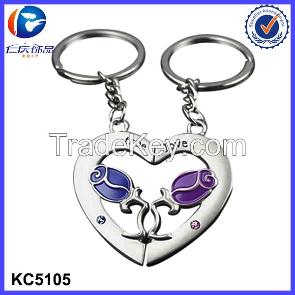 2015 Customized Metal lover keychain, couple keyring, romantic key chain