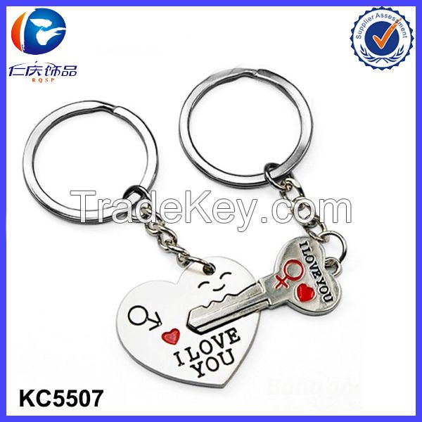 2015 Customized Metal lover keychain, couple keyring, romantic key chain