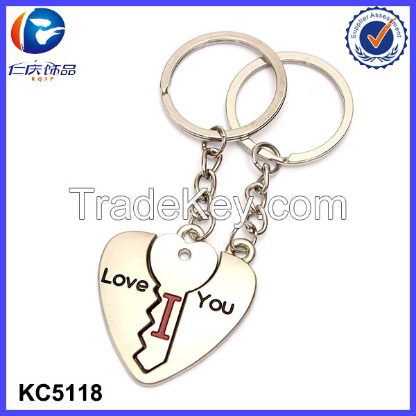 2015 Customized Metal lover keychain, couple keyring, romantic key chain