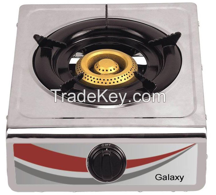 90mm cost iron Single burner with gold color cooking table gas stove 0.4mm stainless steel body and sides