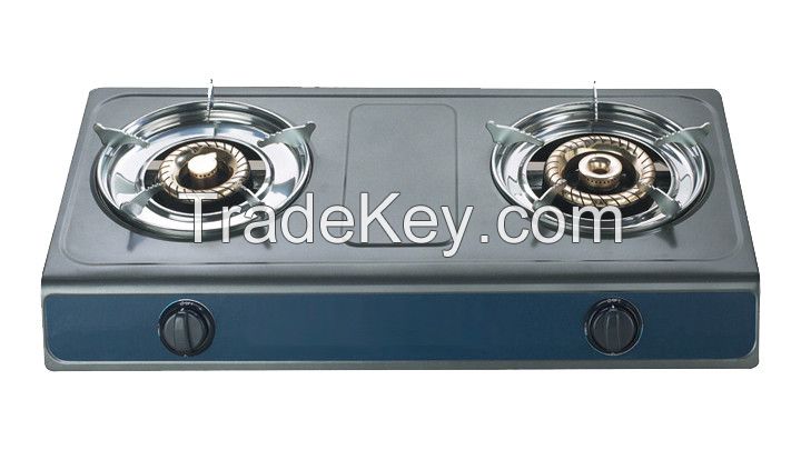 cost iron  Double  burner cooking table gas stove with teflon body