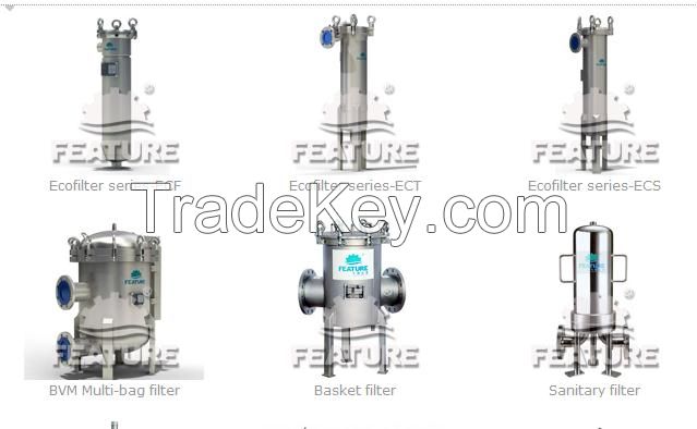 stainless steel filter housing, filter elements