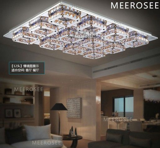 Modern LED Crystal Chandelier lighting Guaranteed 100% Crystal light Square Design Amber Color 