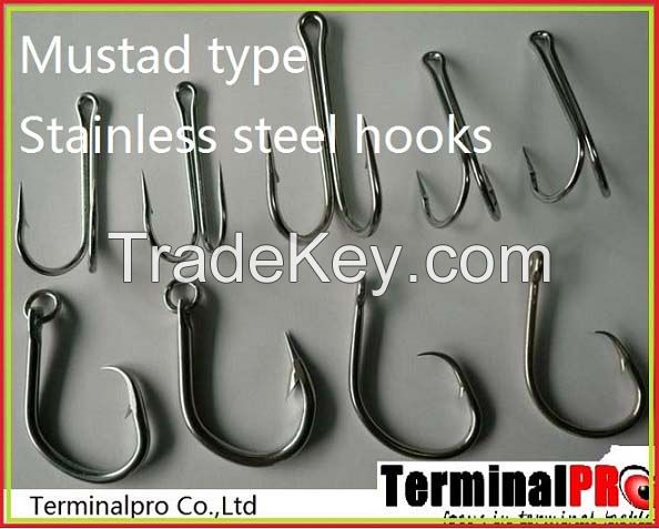 Big game Mustad type stainless steel fish hooks