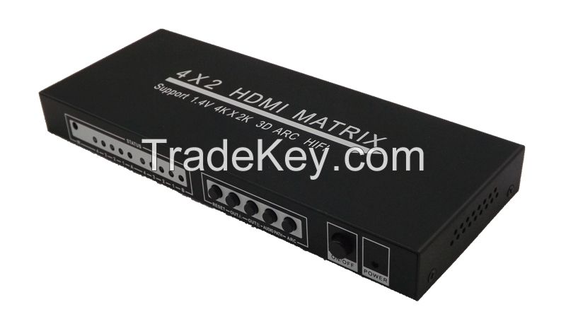 HIFI 4x2 HDMI Matrix 1.4V HDMI matrix 4X2 (SUPPORT 4KX2K 3D 5.1 /SPDIF/ 2.1/ARC)