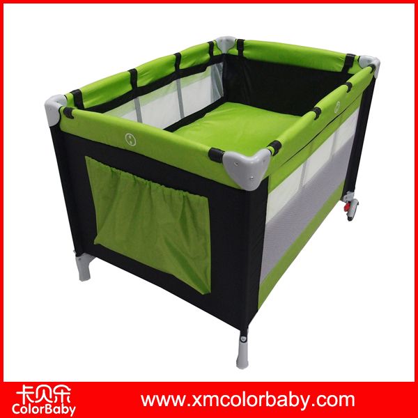 black and green baby playpen with hook second layer BP707B