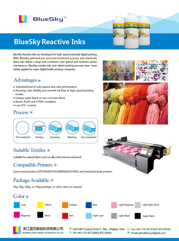 Digital Printer . Textile Digital Inks . Reactive Inks, Sublimation Inks, Textile Pigment Inks