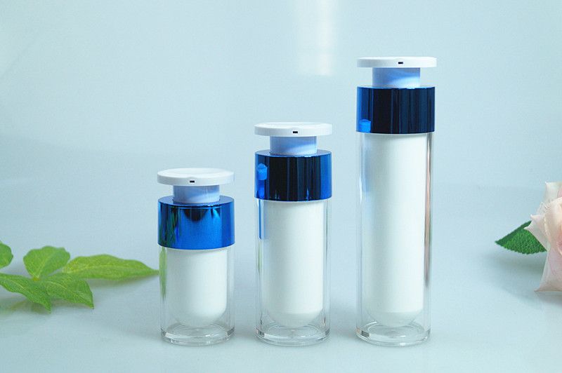 Round plastic acrylic cosmetic airless bottles container