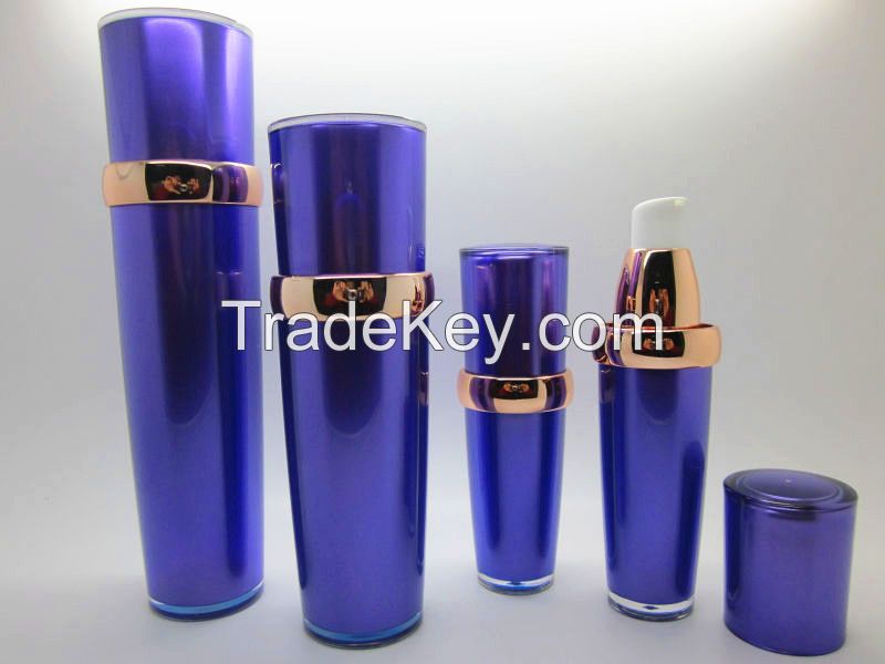 Shouldered plastic acrylic cosmetic pump lotion bottles