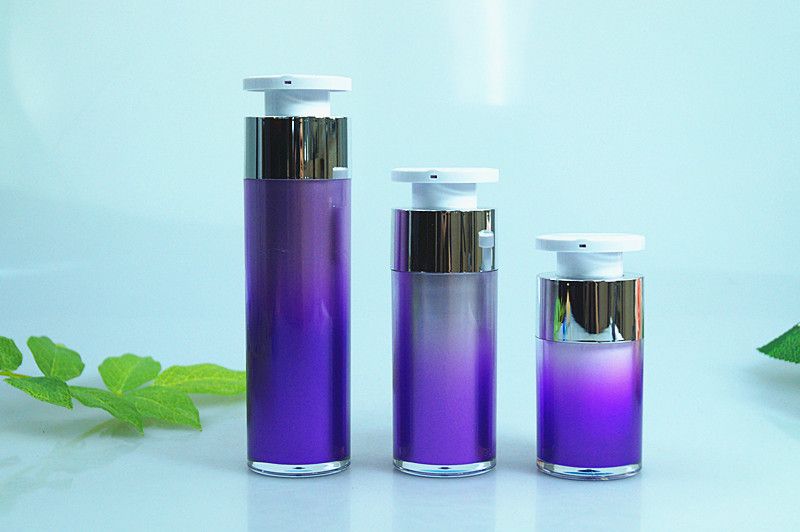 Round plastic acrylic cosmetic airless bottles container