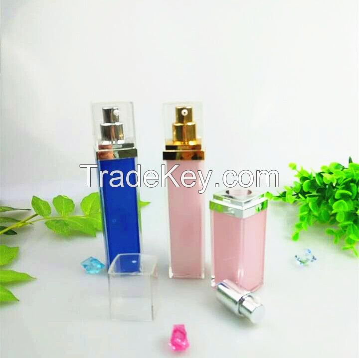 Rectangle plastic acrylic cosmetic airless bottles container