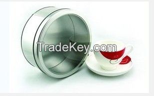 Deep round plain window  candy tin case