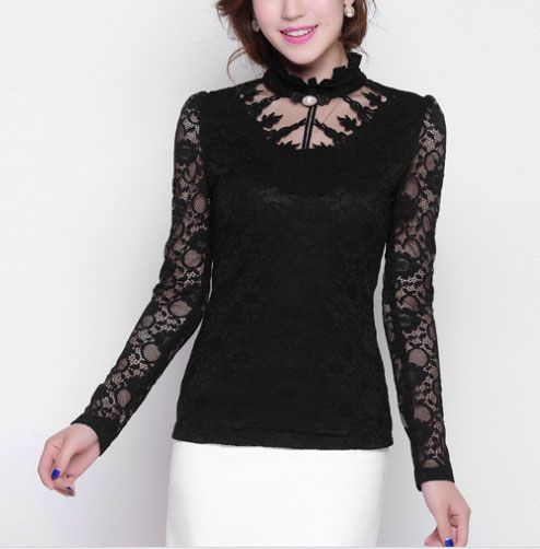 lace design long sleeve t shirt