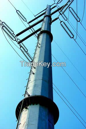 Galvanized steel pole Electric Transmission Tower Pole 