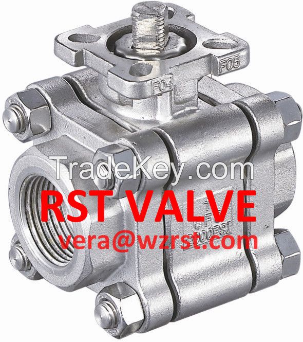 NPT/BSPT/BSPP 2PC/3PC Stainless Steel  Ball Valve With ISO5211 MOUNTING PAD, 1000WOG